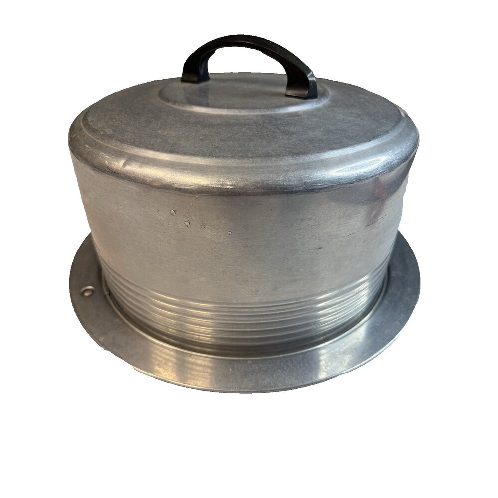 Vintage Regal Ware Aluminum Cake Carrier Saver Locking Cover Dome Platter 14"